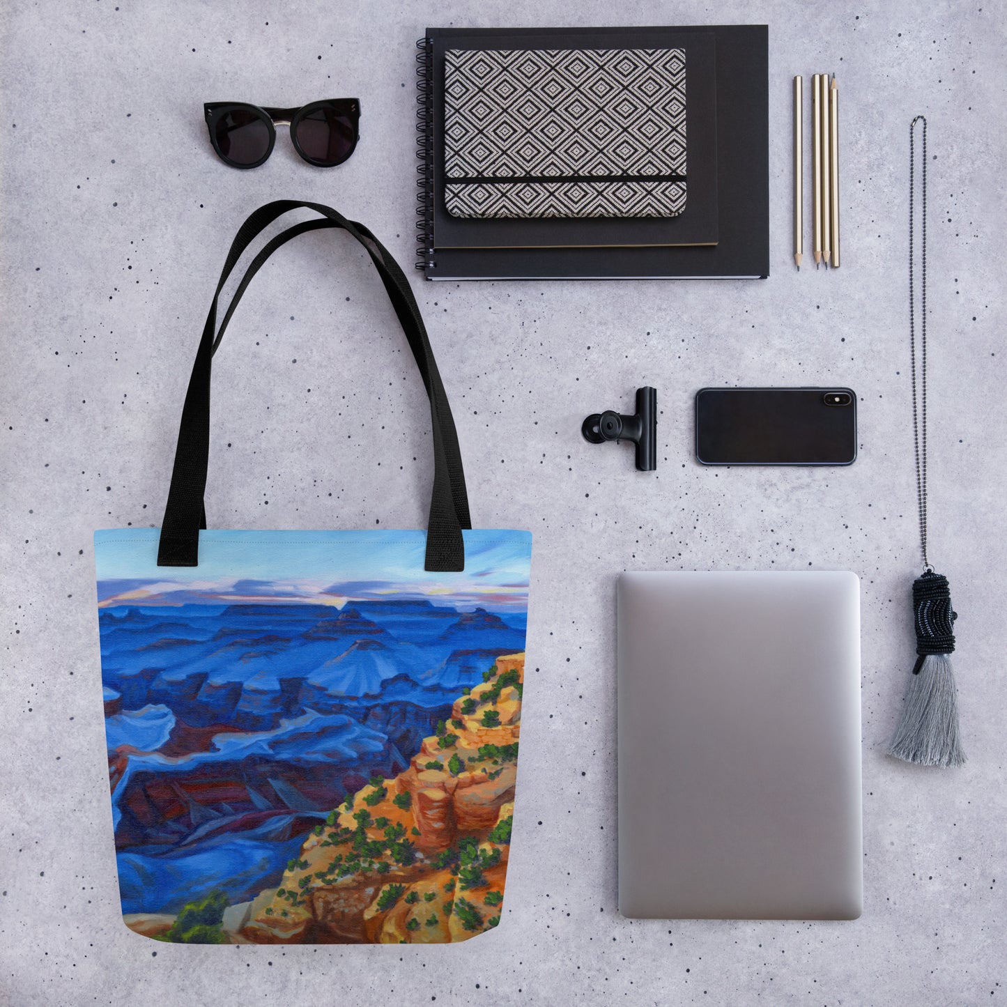 Tote bag with print of "Sapphire Rim"